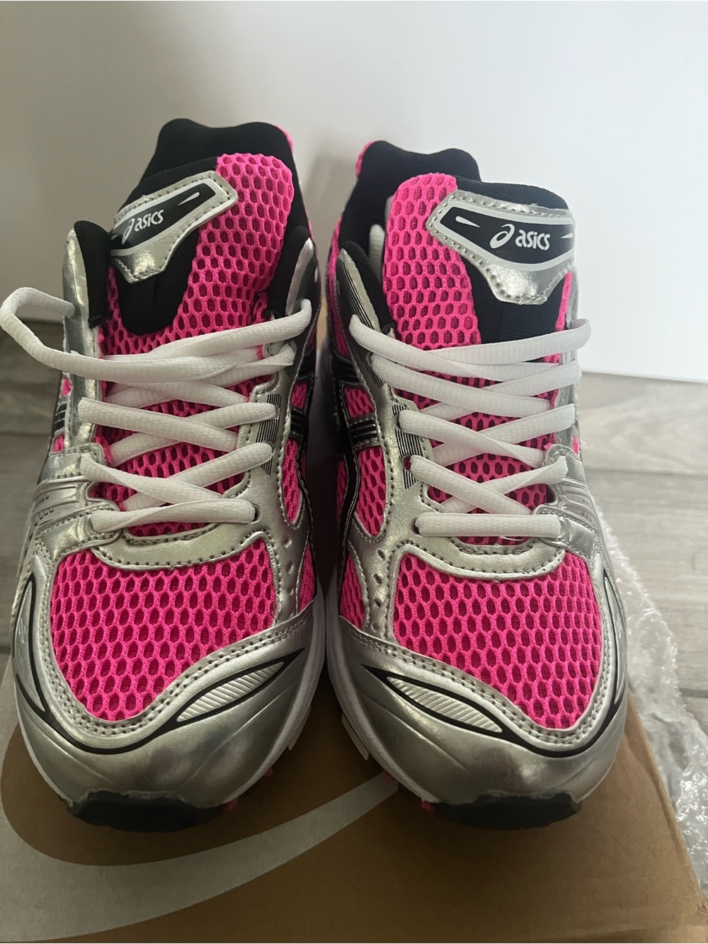 ASICS Kids Hot Pink and Silver Mesh Sneakers